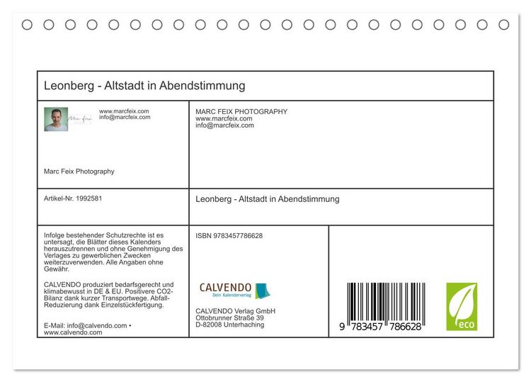 Produktbild: Leonberg - Altstadt in Abendstimmung (Tischkalender 2026 DIN A5 quer), CALVENDO Monatskalender