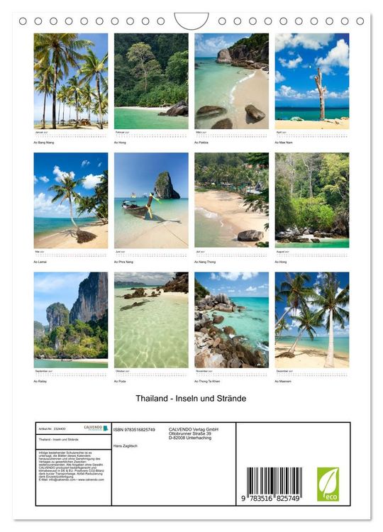 Produktbild: Thailand - Inseln und Str&auml;nde (Wandkalender 2027 DIN A4 hoch), CALVENDO Monatskalender