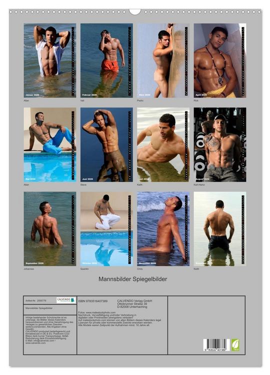 Produktbild: Mannsbilder Spiegelbilder (Wandkalender 2026 DIN A2 hoch), CALVENDO Monatskalender