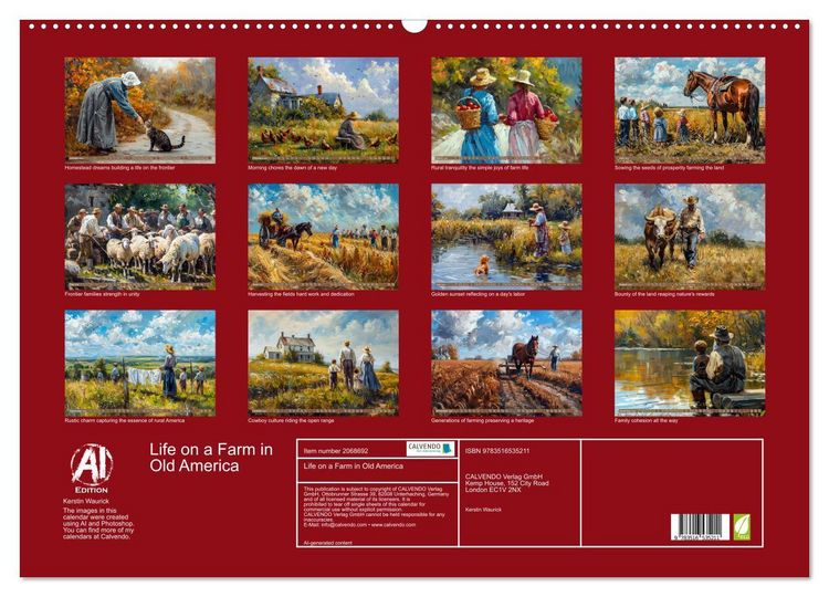 Produktbild: Life on a Farm in Old America (Wall Calendar 2026 DIN A2 landscape), CALVENDO 12 Month Wall Calendar