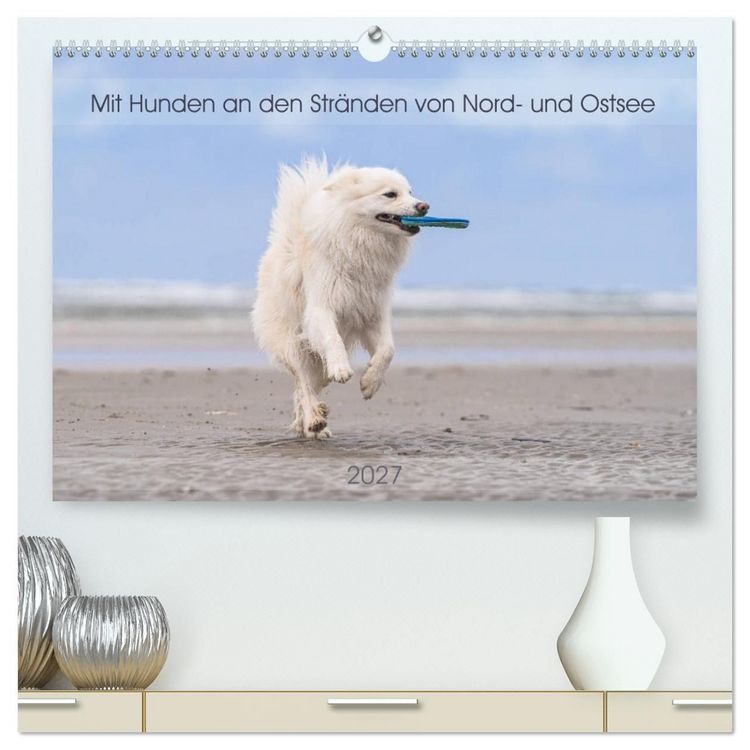 Produktbild: Mit Hunden an den Str&auml;nden von Nord- und Ostsee (hochwertiger Premium Wandkalender 2027 DIN A2 quer), Kunstdruck in Hochglanz