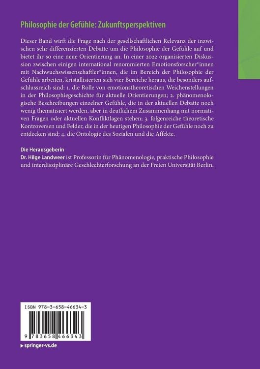 Produktbild: Philosophie der Gef&uuml;hle: Zukunftsperspektiven