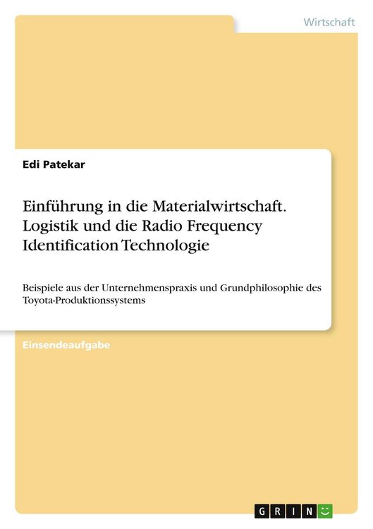 Produktbild: Einf&uuml;hrung in die Materialwirtschaft. Logistik und die Radio Frequency Identification Technologie