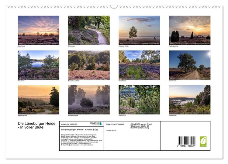 Produktbild: Die L&uuml;neburger Heide - In voller Bl&uuml;te (hochwertiger Premium Wandkalender 2026 DIN A2 quer), Kunstdruck in Hochglanz