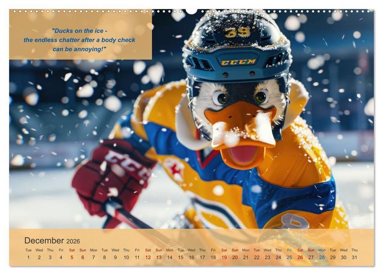 Produktbild: The most charming ice hockey animals in action (Wall Calendar 2026 DIN A2 landscape), CALVENDO 12 Month Wall Calendar