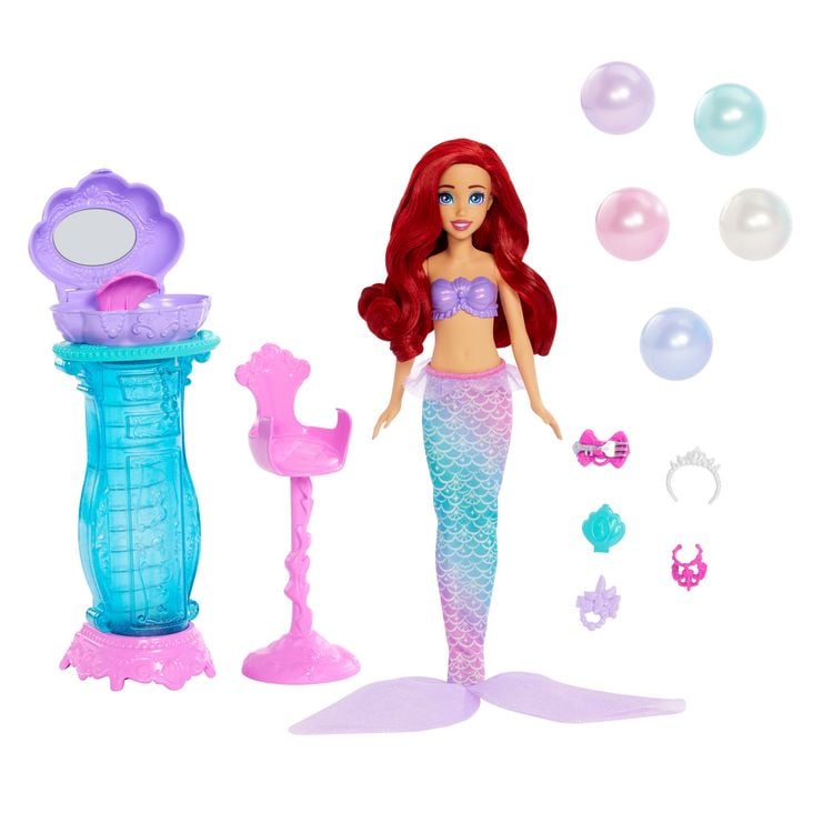 Produktbild: Disney Princess Schminkmuschel Meerjungfrau-Arielle-Modepuppe & Schminktisch m