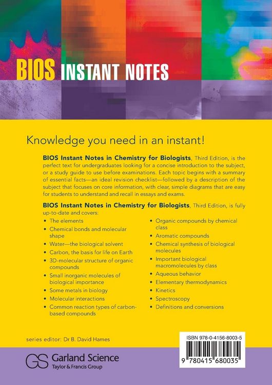 Produktbild: BIOS Instant Notes in Chemistry for Biologists