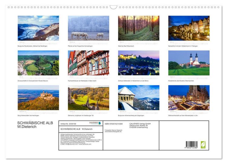 Produktbild: SCHW&Auml;BISCHE ALB W.Dieterich (Wandkalender 2026 DIN A2 quer), CALVENDO Monatskalender