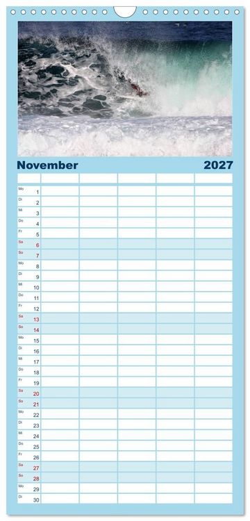 Produktbild: Familienplaner 2027 - Faszination Surfen mit 5 Spalten (Wandkalender, 21 x 45 cm) CALVENDO