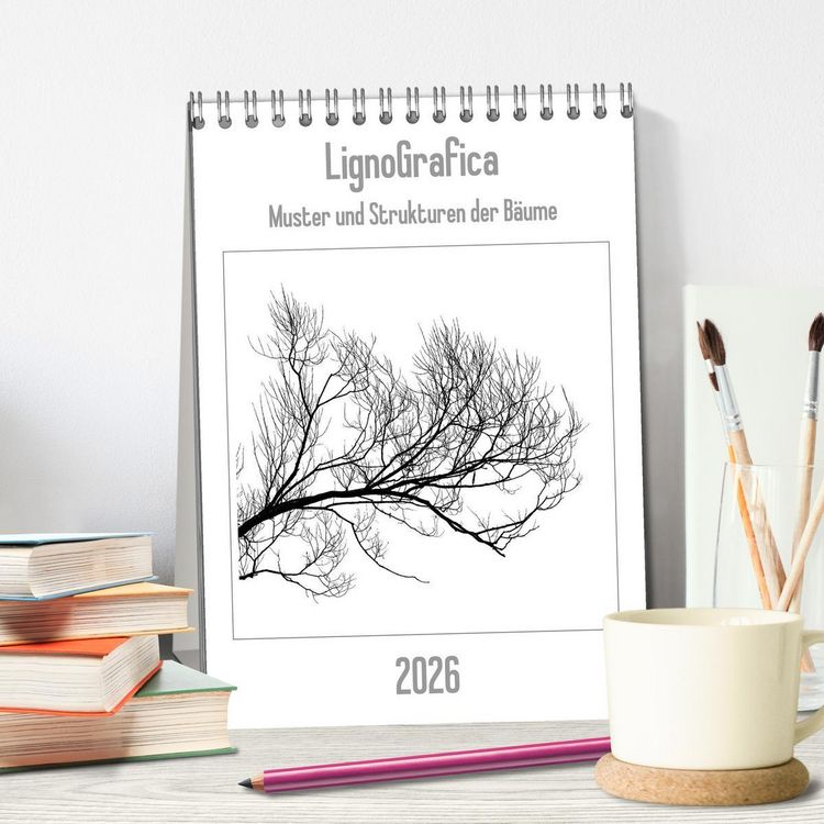 Produktbild: LignoGrafica - Muster und Strukturen der B&auml;ume (Tischkalender 2026 DIN A5 hoch), CALVENDO Monatskalender