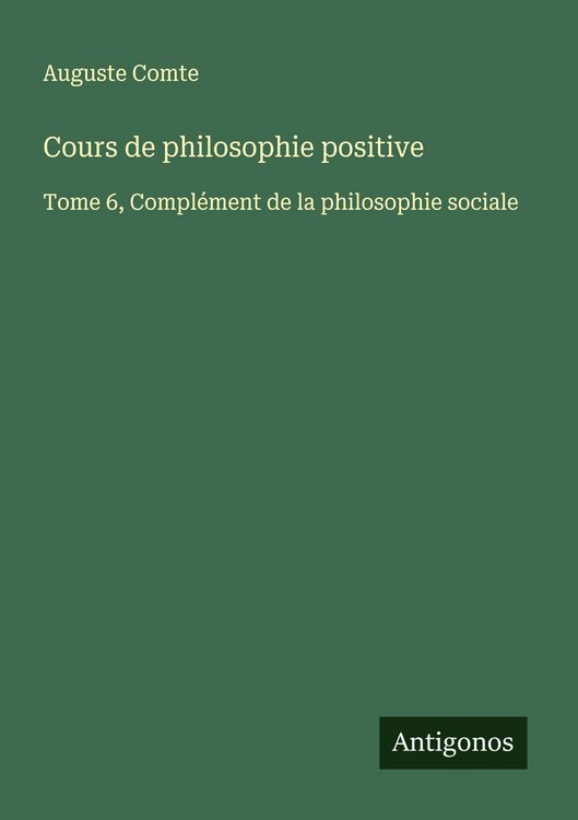 Produktbild: Cours de philosophie positive