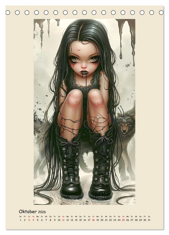 Produktbild: Gothic-Girls. Bizzare Comic-Art (Tischkalender 2026 DIN A5 hoch), CALVENDO Monatskalender