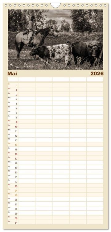 Produktbild: Familienplaner 2026 - Westernreiten mit 5 Spalten (Wandkalender, 21 x 45 cm) CALVENDO