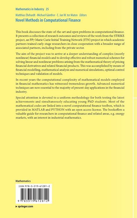 Produktbild: Novel Methods in Computational Finance