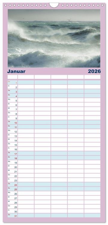 Produktbild: Familienplaner 2026 - Wellen Konzert mit 5 Spalten (Wandkalender, 21 x 45 cm) CALVENDO