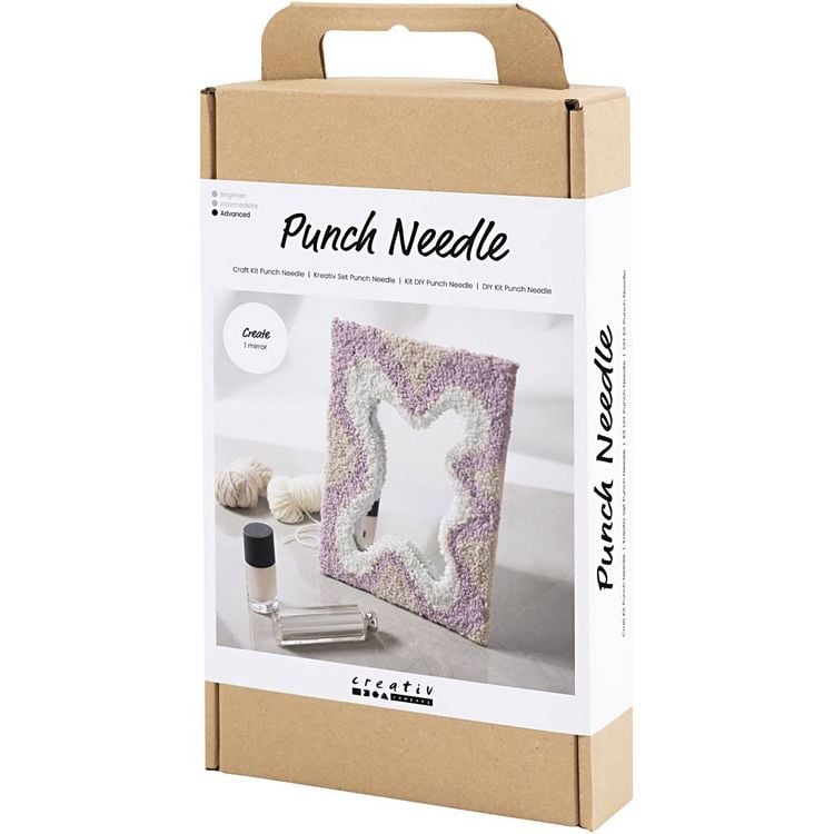 Produktbild: Creativ Company DIY Sets Sticken & Nadelstanzen Kreativ Set Punch Needle, Pastellfarben, Spiegel, Kreativ Box