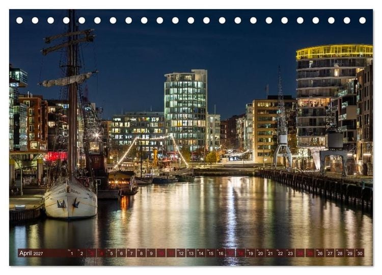 Produktbild: Magic Nights Hamburg (Tischkalender 2027 DIN A5 quer), CALVENDO Monatskalender