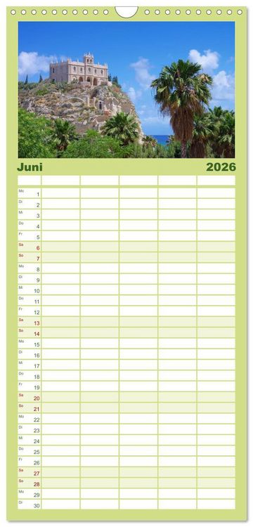 Produktbild: Familienplaner 2026 - Kalabrien mit 5 Spalten (Wandkalender, 21 x 45 cm) CALVENDO