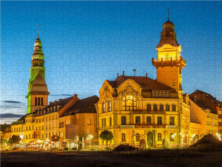 Produktbild: CALVENDO Puzzle Hilmar Buchmann - Blick auf das Alte Rathaus und die Eligiuskirche in V&ouml;lklingen. | 1000 Teile Lege-Gr&ouml;&szlig;e 64x48cm Foto-Puzzle f&uuml;r gl&uuml;c