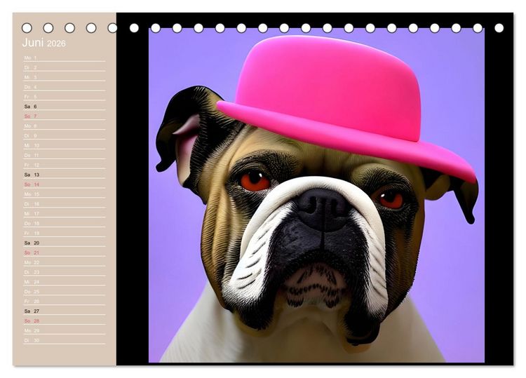 Produktbild: Graphic PoP Art Bulldogge (Tischkalender 2026 DIN A5 quer), CALVENDO Monatskalender