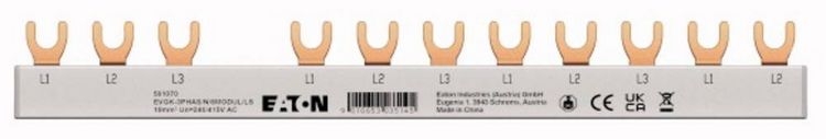 Produktbild: Eaton EP-501070 EVGK Gabelverschienung, 3-phasig, L1 - L2 - L3 - X + L1 - L2 - L3 Phasenschiene 63 A 1 St.