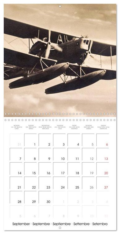 Produktbild: Avions biplans sur cartes postales anciennes (Calendrier mural carr&eacute; 2026 30x30 cm) Calendrier double avec une page pour vos prises de notes