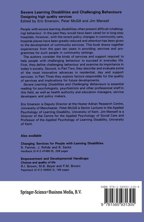 Produktbild: Severe Learning Disabilities and Challenging Behaviours