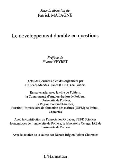 Produktbild: Developpement durable en questions Le