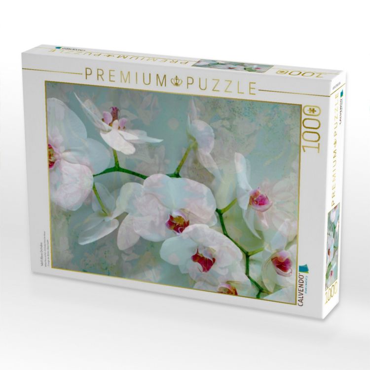 Produktbild: CALVENDO Puzzle Wei&szlig; Blaue Orchidee | 1000 Teile Lege-Gr&ouml;&szlig;e 64x48cm Foto-Puzzle f&uuml;r gl&uuml;ckliche Stunden