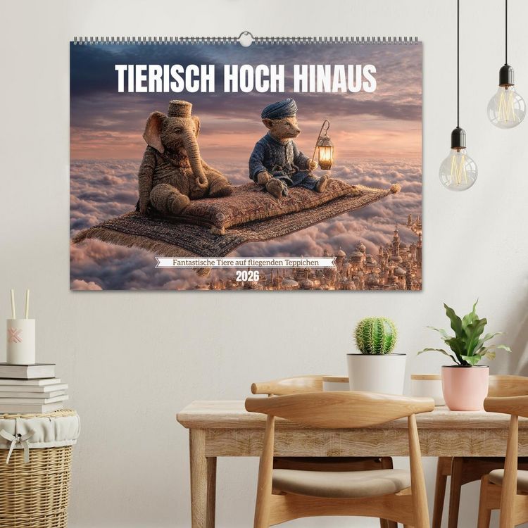 Produktbild: Tierisch hoch hinaus - Fantastische Tiere auf fliegenden Teppichen (Wandkalender 2026 DIN A2 quer), CALVENDO Monatskalender