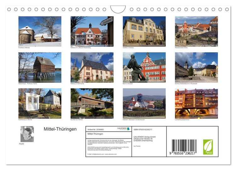Produktbild: Mittel-Th&uuml;ringen (Wandkalender 2026 DIN A4 quer), CALVENDO Monatskalender