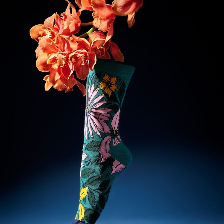 Produktbild: Socken Frida Kahlo „Blossoms“, grün, Gr. 35-38