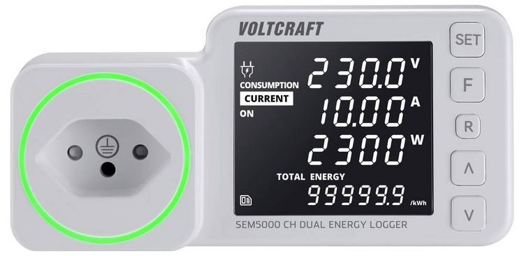 Produktbild: VOLTCRAFT SEM5000 CH DUAL Energiekosten-Messger&auml;t Kostenprognose, Alarmfunktion, Stromtarif einstellbar, Datenloggerfunktion