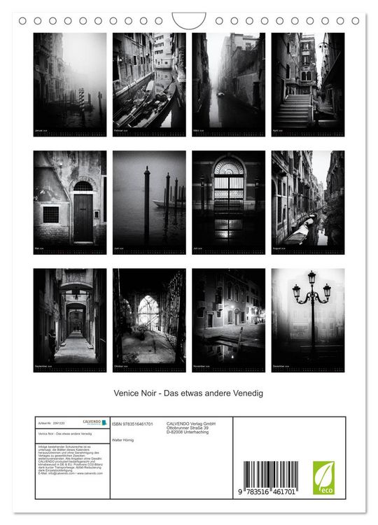 Produktbild: Venice Noir - Das etwas andere Venedig (Wandkalender 2026 DIN A4 hoch), CALVENDO Monatskalender