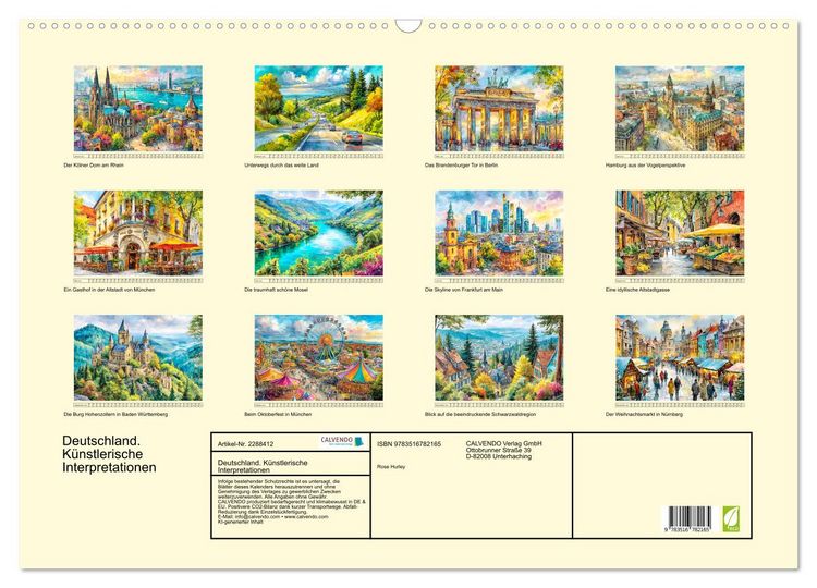 Produktbild: Deutschland. K&uuml;nstlerische Interpretationen (Wandkalender 2027 DIN A2 quer), CALVENDO Monatskalender