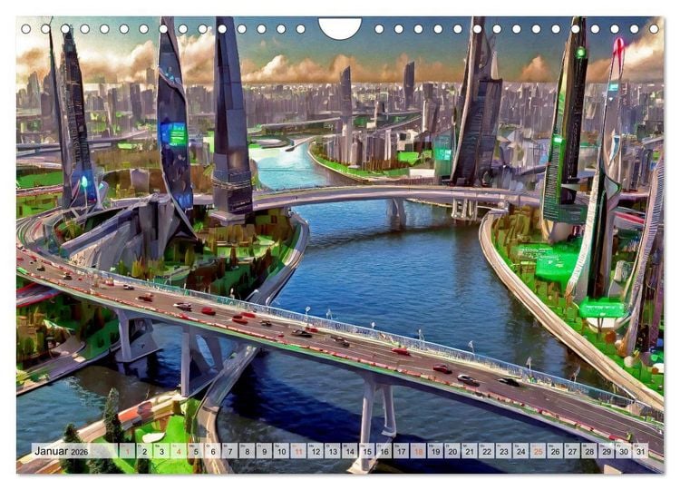 Produktbild: Stadtarchitektur, futuristisch-fantastisch (Wandkalender 2026 DIN A4 quer), CALVENDO Monatskalender
