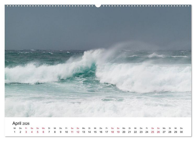 Produktbild: Naturschauspiel Wellen (hochwertiger Premium Wandkalender 2026 DIN A2 quer), Kunstdruck in Hochglanz