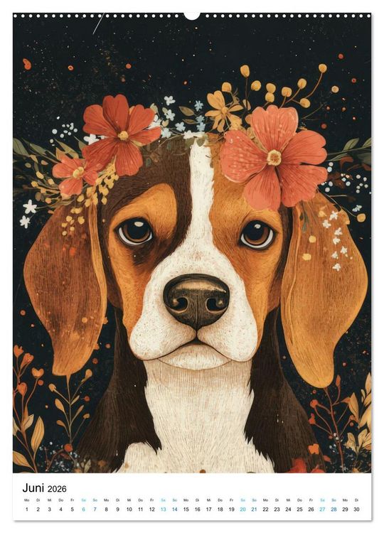 Produktbild: Beagle im Blumenmeer (hochwertiger Premium Wandkalender 2026 DIN A2 hoch), Kunstdruck in Hochglanz