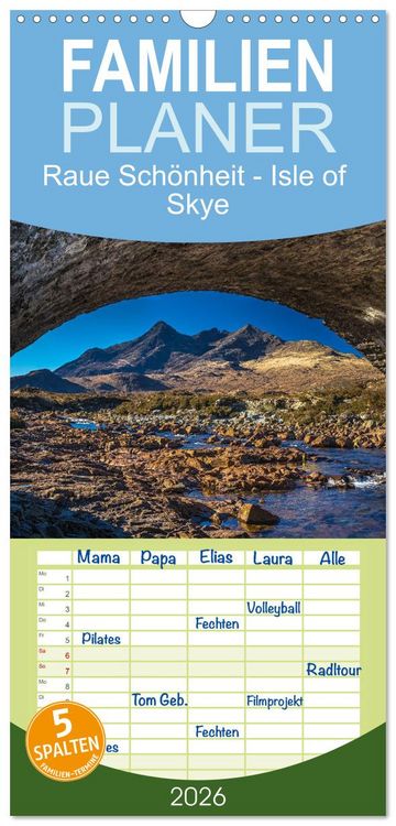 Produktbild: Familienplaner 2026 - Raue Sch&ouml;nheit - Isle of Skye mit 5 Spalten (Wandkalender, 21 x 45 cm) CALVENDO