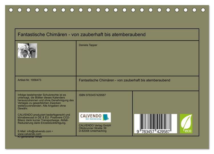 Produktbild: Fantastische Chim&auml;ren - von zauberhaft bis atemberaubend (Tischkalender 2026 DIN A5 quer), CALVENDO Monatskalender