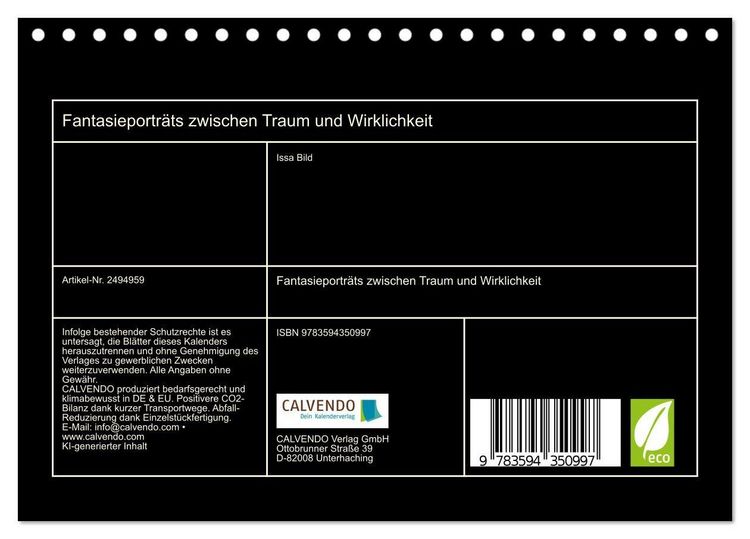 Produktbild: Fantasieportr&auml;ts zwischen Traum und Wirklichkeit (Tischkalender 2027 DIN A5 quer), CALVENDO Monatskalender