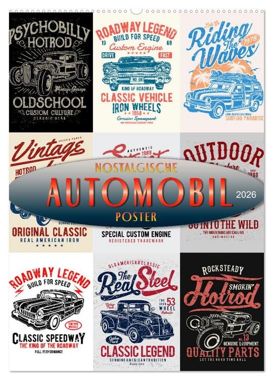 Produktbild: Automobile - nostalgische Poster (Wandkalender 2026 DIN A2 hoch), CALVENDO Monatskalender