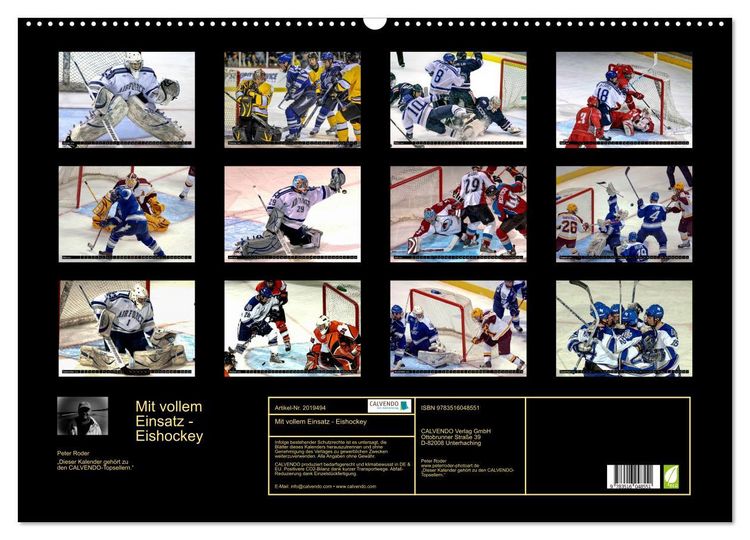 Produktbild: Mit vollem Einsatz - Eishockey (Wandkalender 2026 DIN A2 quer), CALVENDO Monatskalender