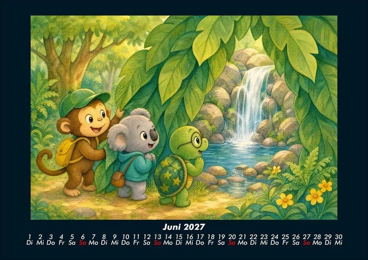 Produktbild: Wasserf&auml;lle der Fantasie mit Milo, Kiki & Taz 2027 Fotokalender DIN A4