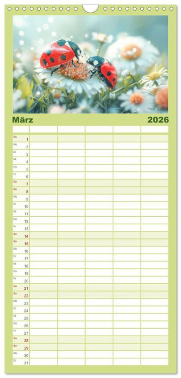 Produktbild: Familienplaner 2026 - Eine Welt entz&uuml;ckend kleiner Tierchen mit 5 Spalten (Wandkalender, 21 x 45 cm) CALVENDO
