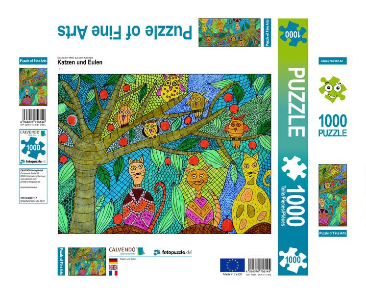 Produktbild: CALVENDO Puzzle Katzen und Eulen | 1000 Teile Lege-Gr&ouml;&szlig;e 64x48cm Foto-Puzzle f&uuml;r gl&uuml;ckliche Stunden