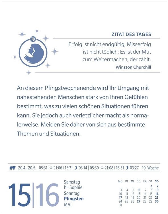 Produktbild: Jungfrau Sternzeichenkalender 2027 - Tagesabrei&szlig;kalender - Ihr Horoskop f&uuml;r jeden Tag