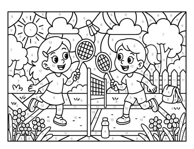 Produktbild: Malen nach Zahlen Sport Malbuch f&uuml;r M&auml;dchen ab 5&ndash;7 Jahren mit 50 Ausmalbildern