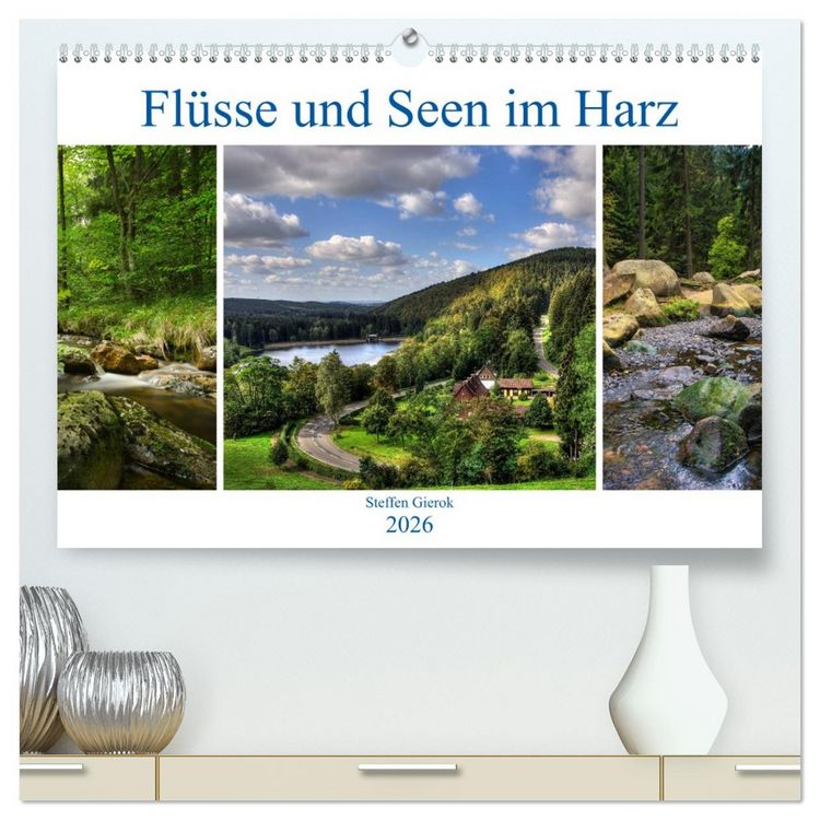 Produktbild: Fl&uuml;sse und Seen im Harz (hochwertiger Premium Wandkalender 2026 DIN A2 quer), Kunstdruck in Hochglanz