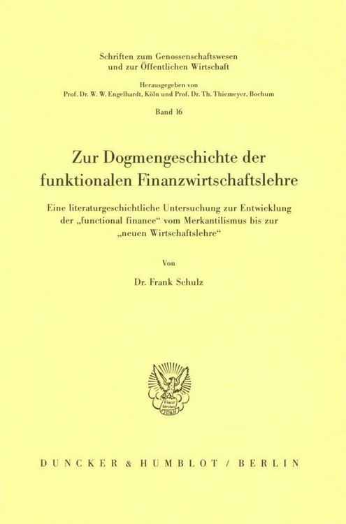 Produktbild: Zur Dogmengeschichte der funktionalen Finanzwirtschaftslehre.